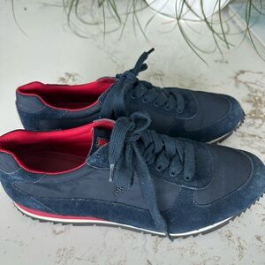 Prada Dark Blue and Red Sneakers